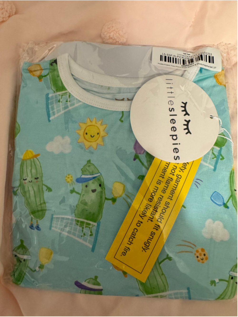 Little Sleepies Girls Pickle Power Pajama Set 2T Blue Green